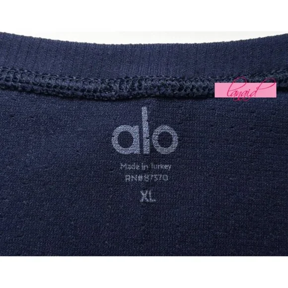 Alo CoolFit Performance Short Sleeve Tee Navy Anti-Bacterial Exercise Active XL - Picture 5 of 6